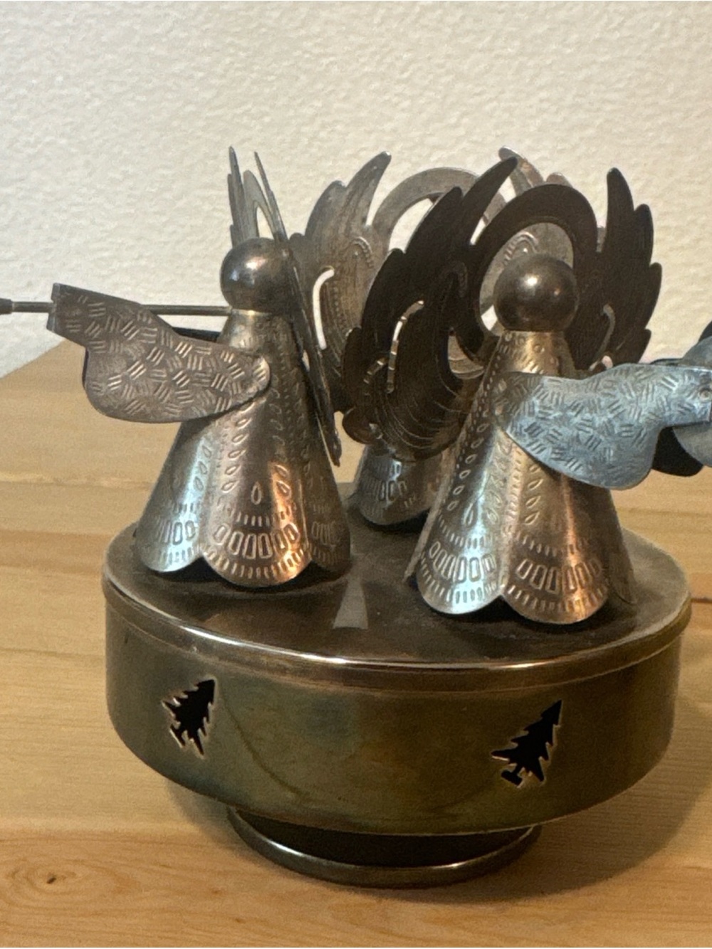 vintage silver-plated rotating angel music box
